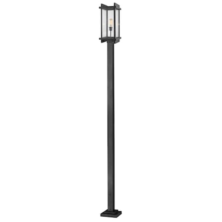 Z-Lite Fallow 1 Light Outdoor Post Mounted Fixture, Black And Clear Seedy 565PHBS-536P-BK
